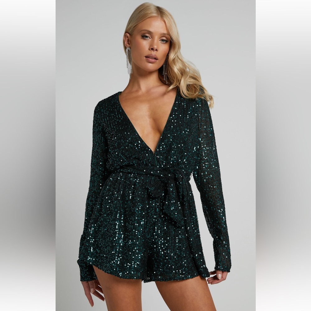 Showpo Emerald Green Sequin Romper